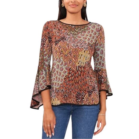 Coco Bianco Women's Multicolor Peacock Pattern Tunic size Large - Picture 8 of 8